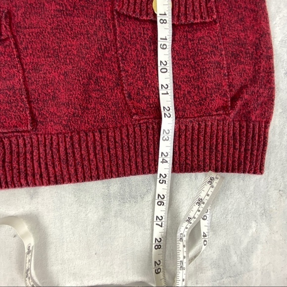 Karen Scott Button Cowl Neck Sweater Size Medium 100% Cotton Burgundy Knit - Picture 11 of 12